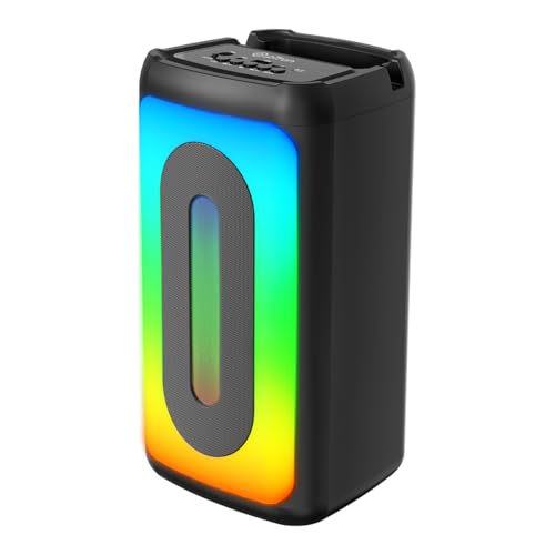 pTron Fusion Play Portable 34W Bluetooth Speaker w/Immersive Sound, Vivid RGB Lights, Party Speaker w/ 7 Hrs Playtime, BT5.3/Aux/TF Card/USB Playback, 6.5mm Karaoke Mic Port, Type-C Charging (Black)