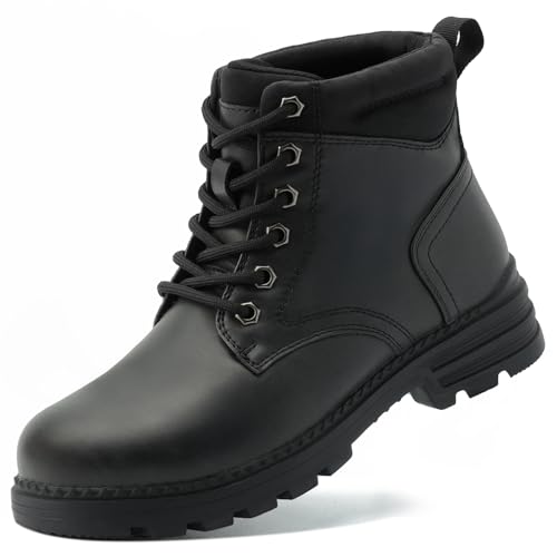 ANJOUFEMME Womens Combat Work Hiking Boots - Casual Waterproof Outdoor Snow Winter Boots for Women, Walking Backpacking Trekking Camping Shoes 7, Black