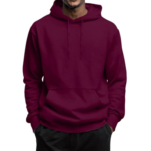 Hoodies for Men Cotton Casual Solid Hooded Collar Drawstring Pullover Fall Winter Long Sleeve Sweatshirts