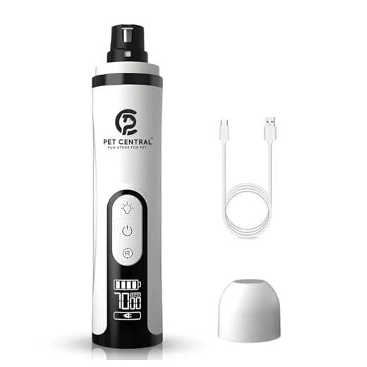 Pet Central Dog Nail Grinder – Diamond Bit – Safe & Painless Pet Nail Care – 3-Speed Modes – 3 Grinding Ports – LCD Display with LED Lights – Ultra-Quiet Motor – USB Fast Charging – for Dogs & Cats