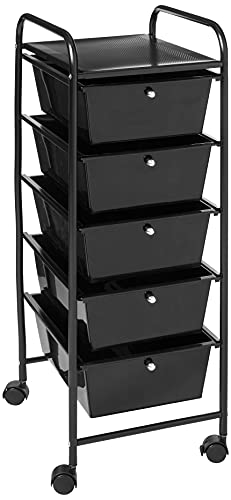 Urban Shop 5 Drawer Rolling Storage Cart, Black
