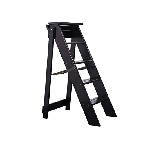 Ménage Escabeaux pliants, 5 étapes d'ingénierie double échelle Utiliser du bois escabeau Grenier Escabeaux Échelles for jardin Épaissie (Color : A, Size : 34 * 59 * 88CM) Cover