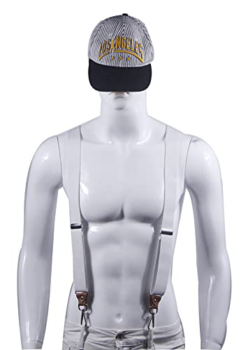 Image of Mens Suspenders with 3 Swivel Hooks Belt Loops 1.4 Inch Wide Heavy Duty Adjustable Braces