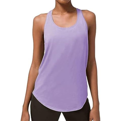 Lulucheri Women's Workout Racerback Tank Tops Pleated Loose Fit Yoga Athletic Running Exercise Shirts (Medium, Spring Lilac) Cover