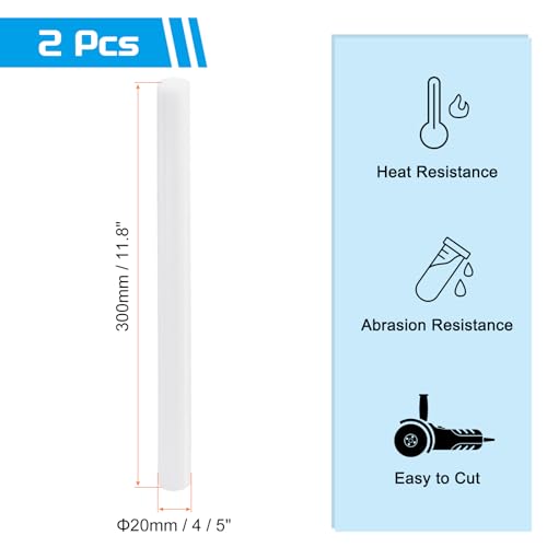 QUARKZMAN 2 Stück ABS Kunststoffstäbe, Durchmesser 20mm Länge 300mm Kunststoffstab Rund für Mechanischer Einsatz, Schulprojekt, Werkstattanwendung, DIY-Reparatur (Weiß)