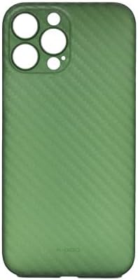 K-Doo Air Carbon ultra thin back cover 0.45mm thickness super slim carbon fiber pattern case for iPhone 13 Pro Max 6.7 2021 - Green