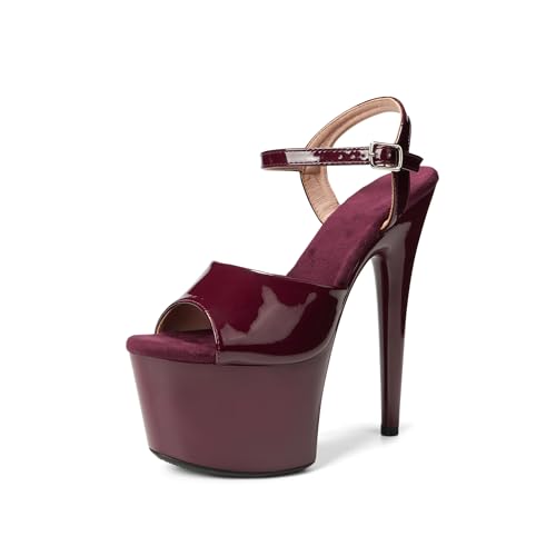 WUXIN H&P Women's 7 in Platform Sandal Heels Ankle-Strap Sexy,7 in Pole Dance High Heel Platform,17 cm Exotic Platform Pole Dancer Heels Shoes Stiletto US 7