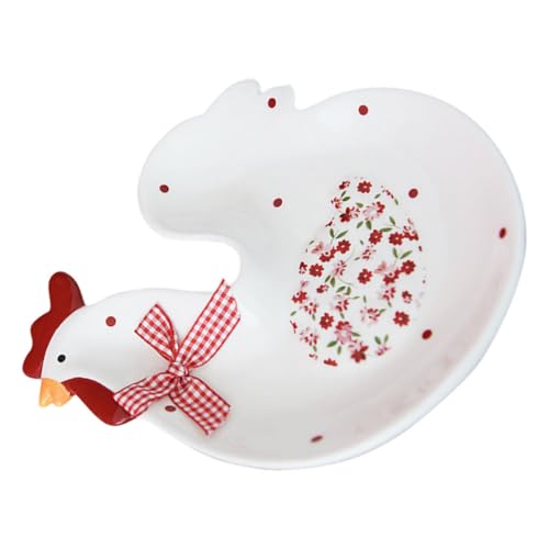 HOMSFOU Assiette Céramique Forme de Poule pour Service de Plats et Gâteaux, Assiette de Service en Céramique Petite pour Bureau Cuisine