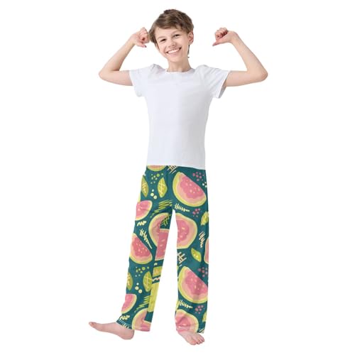 Guava Pattern Boys Pants Boys Athletic Pants Long Pant for Boywith Pockets Wide-Leg Size 6-14Y3