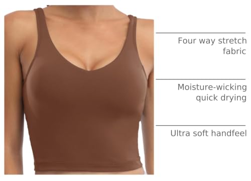 Image of Oalka Sports Bra Womens Longline Padded Crop Yoga Tank Tops