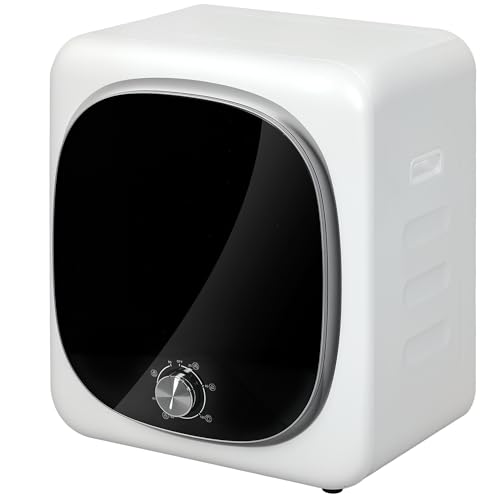 HOMCOM Kompakter Ablufttrockner Elektrischer Wäschetrockner 800 W 4 Kg mit 5 Trocknungsstufen, Edelstahlbehälter, Frontlader, für Wohnung, Haus, Wohnmobile, weiß