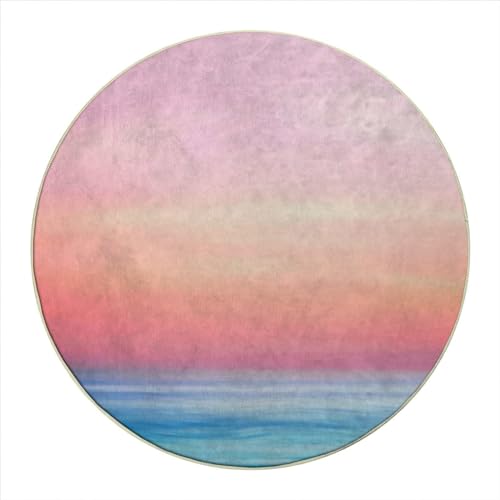 MomTumd Round Rug 2 FT Ombre Desk Chair Mat Multicolor Premium Floor Protector Mat Anti-Slip,Low Pile Desk Rug for Rolling Chair