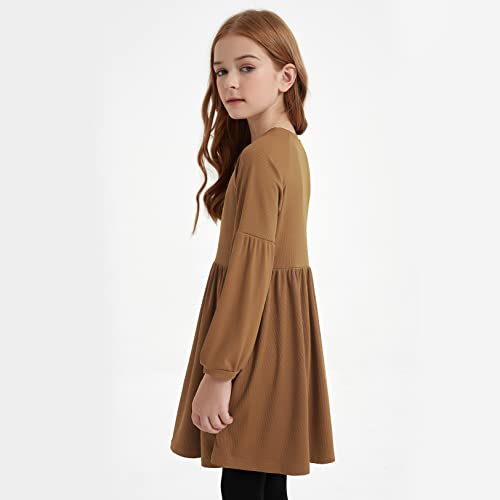 Jxstar Girls Long Sleeve Dresses Drop Shoulder Sleeve Ribbed Fall Winter Clothes2