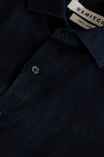 Image of SNITCH Men Casual Shirt | Slim Fit Full Sleeve Classic Collar Solid Pattern | 100% Linen, Breathable & Lightweight Fabric, Machine Washable