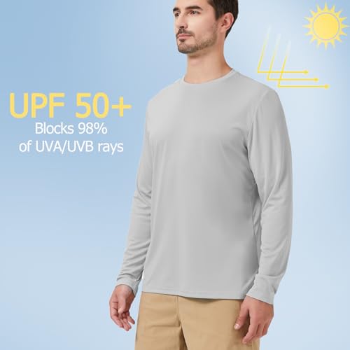 Men's Rash Guard Shirts Swim Shirts UPF 50+ UV Sun Protection Long Sleeve Shirts Lightweight Quick Dry Light Grey 3XL2