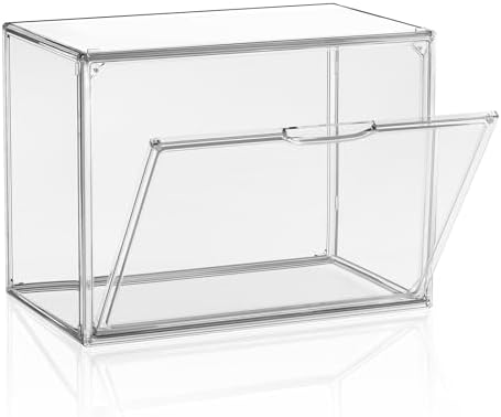 Purse Organizer for Closet, Handbag Storage Organizer Stackable Display Box with Magnetic Door, Acrylic Display Case for Collectibles, Closet Storage Bins for Figures, Wallet, Dolls, 1 Pack