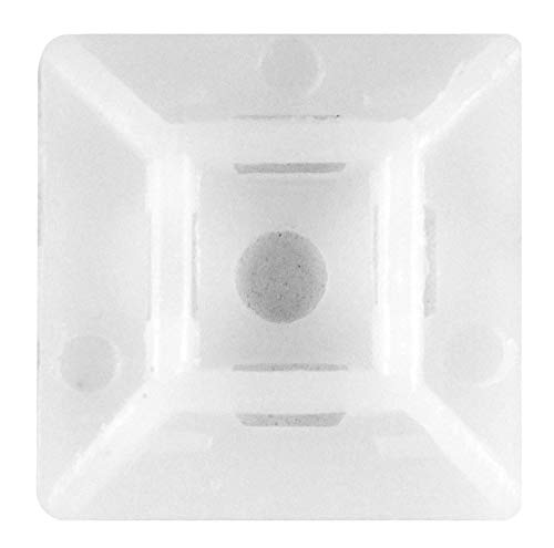 Image of Self Adhesive Zip Cable Tie Mount for Wire, Clips, Cable Management 18x18(mm), 100pcs /Pack - White - Convenient and Secure Cable Tie Mounts - Pack of 100