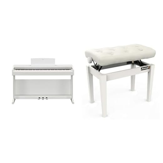 YAMAHA Arius YDP-145 - Piano Digital, Piano clásico y Elegante para Principiantes y Aficionados & Audibax KB500W - Banqueta para Piano o Teclado - Banco para Piano Plegable de Gran Resistencia