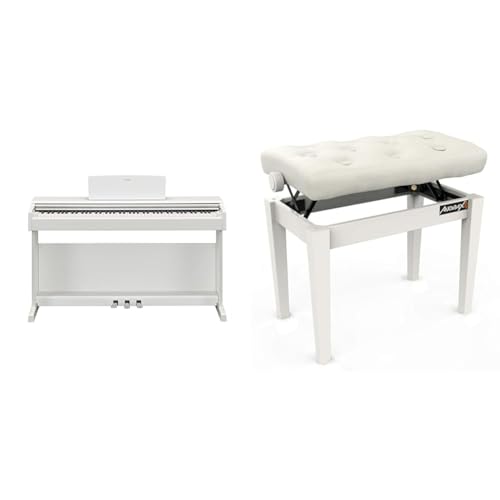 YAMAHA Arius YDP-145 - Piano Digital, Piano clásico y Elegante para Principiantes y Aficionados & Audibax KB500W - Banqueta para Piano o Teclado - Banco para Piano Plegable de Gran Resistencia