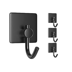4 stuks zelfklevende haken, zwart, handdoekhaken, keuken, badkamer, haken zonder boren, wandhaken om op te hangen, handdoekhaken om op te hangen, kledinghaken, wandhaken, extra sterk, roestvrij