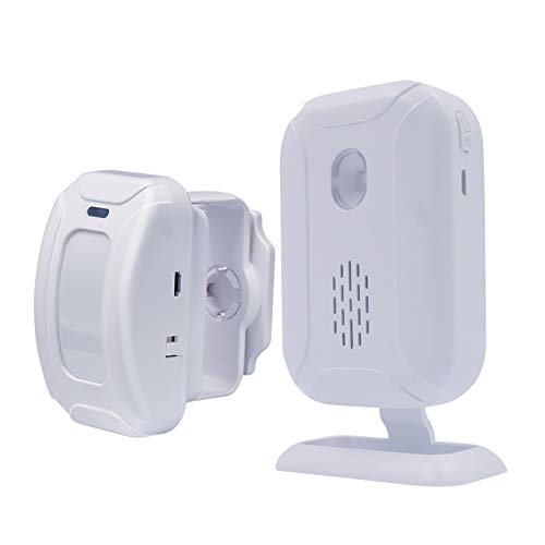 Wireless PIR Motion Sensor Detector Security Alarm Chime,Shop Store Office Home Front Door Entry Welcome Doorbell,Mailbox Alert, Garage Driveway Alarm,with Night Light (1 Receiver and 1 PIR Detector)