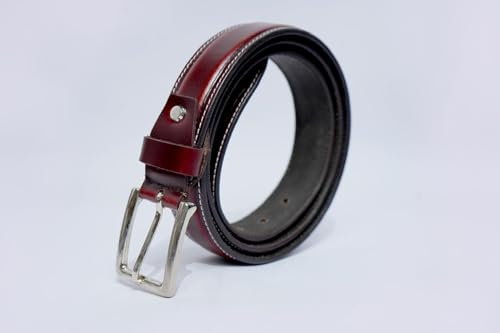 Genuine Leather Belt for Men | Premium Brown Cowhide with Matte Black Buckle3