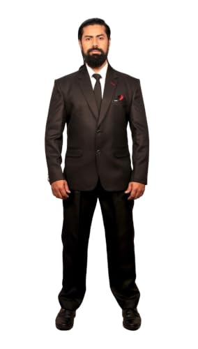 Black Men's Suit with pant cloth red Kerchief