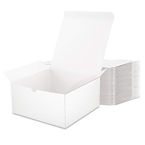 MALICPLUS 30 Gift Boxes 8x8x4 Inches Premium Gift Boxes Bridesmaid Proposal Boxes, Paper White Gift Boxes with Lids Cupcake Boxes Square Gift Boxes Embossing White