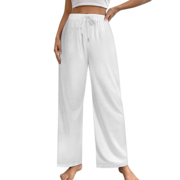 Women Casual Pants Beach Wide Leg Pants White