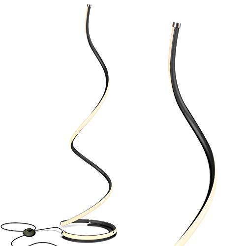 Brightech Allure - 32” Bright LED Spiral Lamp Gets Compliments - Modern Curved Pole Light for Bedrooms & Living Rooms - Floor Standing / End Table Lamp with Built in Dimmer Switch - Jet Black