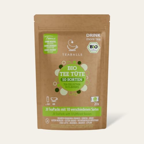 TEABALLS - Teetüte (1 x 20g) | Probiertüte Naturtrüb | 20 Sorten zum Genießen