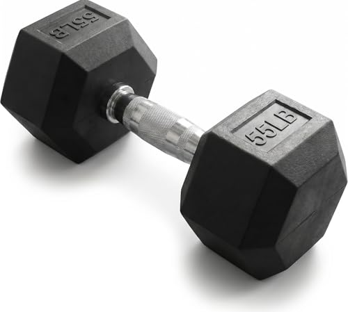 5-550 lb Rubber Hex Dumbbell Set Heavy-Duty Free Weights for Home Gym Strength Training Muscle Building & Full Body Workouts No Rack Included (55 lb)