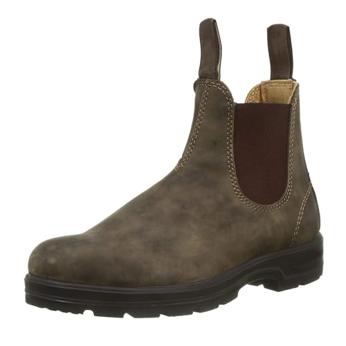 UOQAPRE Work Boots for Men Wedge Work Leather Boots With Side Zipper Men's Motorcycle Boots Adjustable Width System