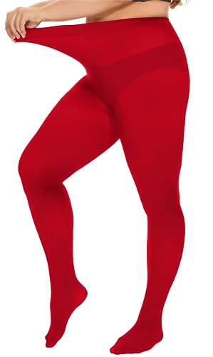 Image of DUCMODA Plus Size Tights for Women, Ultra Soft Solid Color Semi-Opaque Pantyhose, Nylon High Waist Stockings 1X 2X 3X 4X