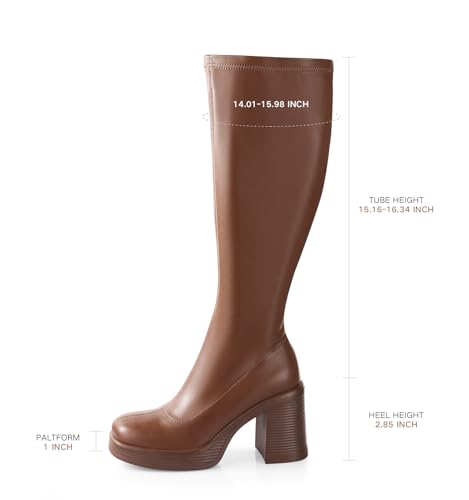 Ankis Knee High Boots Gogo Platform Boot for Women Chunky Heel Side Zipper Long by Ankis - Image 4