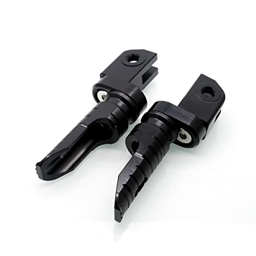 Image of MZS Motorcycle Foot Pegs Front 360 Roating Rider Footpegs Black CNC Compatible with Daytona 675 /R, Street Triple R /RS /RX /S, Speed Triple /R /RS /S, Speed Triple 1200 RR /RS, Speed Twin, Trident 660