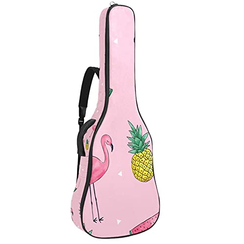 Sac à dos pour guitare 106,7 cm et basse avec motif flamant rose et pastèque d'été