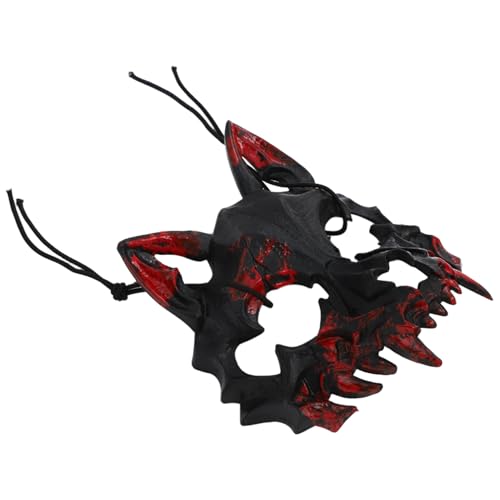 dPois Adjustable Animal Skull Half Mask Lightweight Design with Elastic Strap for Comfortable All-Day Convention Wear Type A Red Black One Size