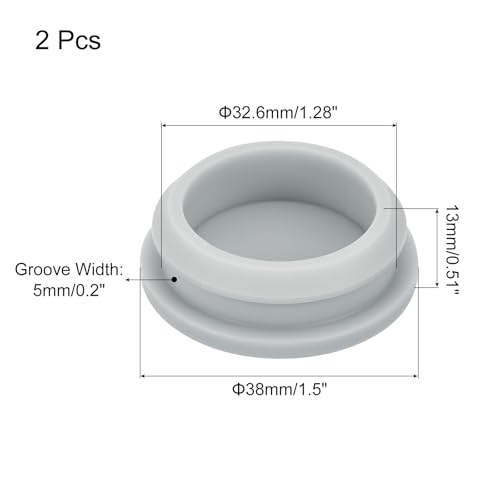 Image of MECCANIXITY 2pcs Silicone Snap in Locking Hole Plugs,32.6mm /1.3 Inch Mounting Diameter Narrow Groove Width 5mm Panel Seal Cover Round for Kitchen Bulkheads Waterproof Sealing Plugs Grey