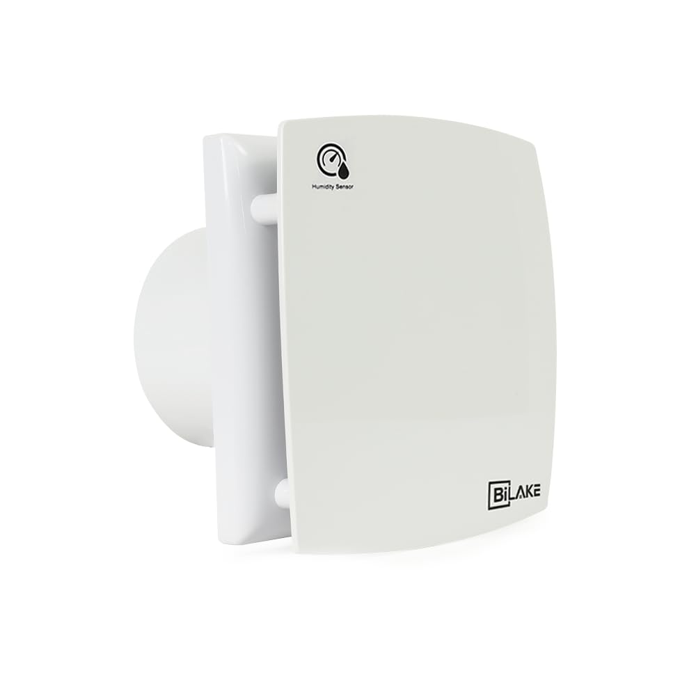Bilake Extractor de baño silencioso con Temporizador e higrómetro 100mm 12W