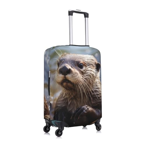 Travel Luggage Cover Fashion Suitcase Protector Otter Playing in The Water Spandex Baggage Covers Washable Suitcase Covers Anti-Scratch Luggage Cover Protectors Fits 18-32 Inch Suitcases Large2