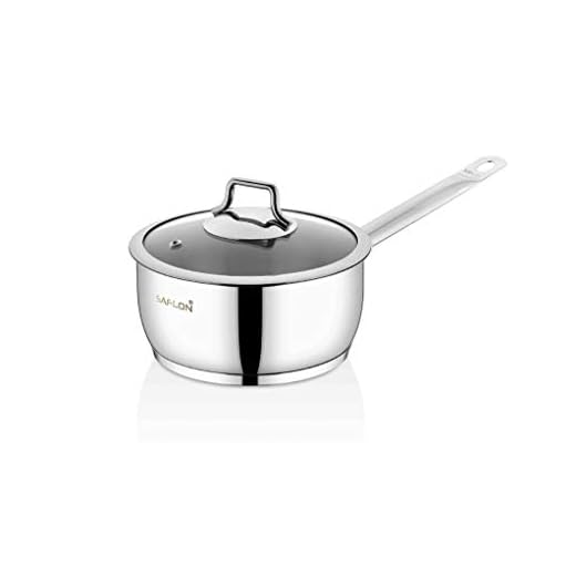Saflon Stainless Steel Tri-Ply Capsulated Bottom 2 Quart Sauce Pan with Glass Lid, Induction Ready, Oven and Dishwasher Safe
