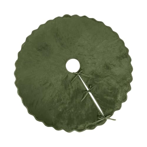 Burgundy Christmas Tree Skirt 48 Inches Neutral Velvet Christmas Tree Skirts Modern Scalloped Edge Xmas Decorations Minimalist Mat for Home Indoor & Outdoor Holiday Party Decor (Green)
