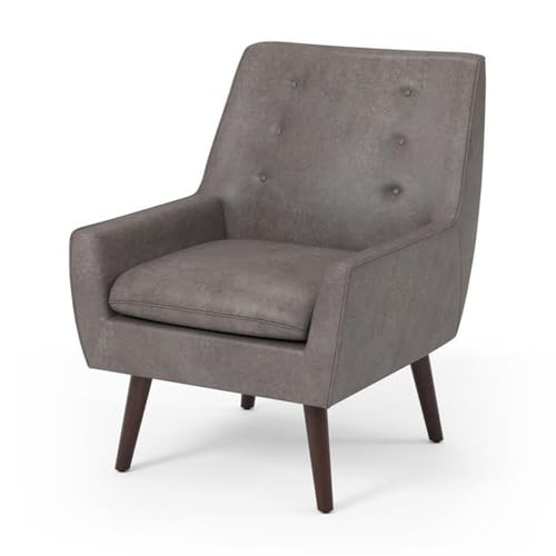 Sillón tipo barril marrón de tela con patas cónicas miniatura 5