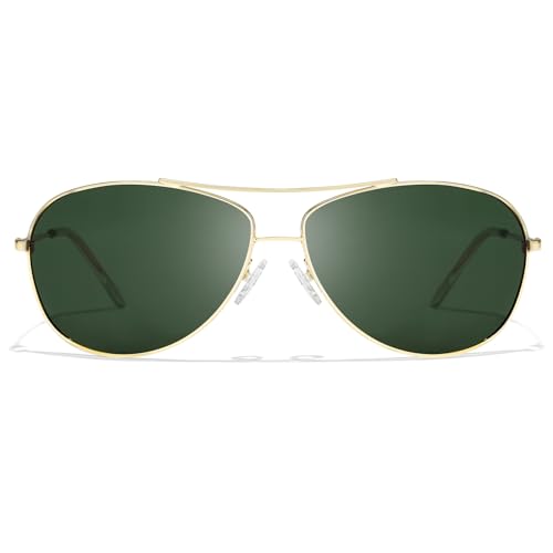 SODQW Lunettes de soleil polarisées avec protection UV pour un style de vie actif, Doré/vert