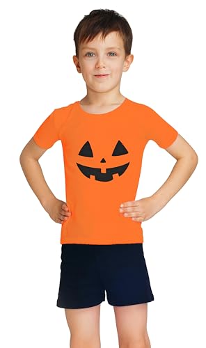 Halloween Shirt for Toddler Boy Girl Pumpkin Ghost Face Crewneck Short Sleeve Tshirt for Kid Halloween Clothes Top 2-7 Years3