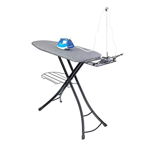 Planche à repasser grise 129x39 cm avec repose-fer stable pour centrale vapeur
