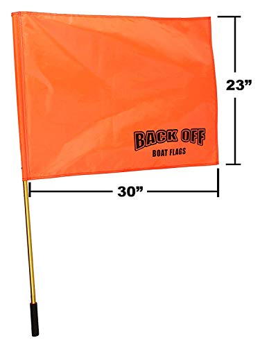 Giant Orange Boating Safety Flag with Pole for Water Skis Wakeboarding and Tubing - Universal Safety Skier Down Flag
