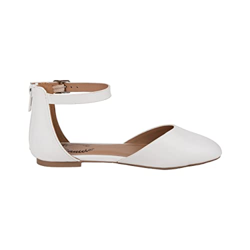 Girls' Ankle Strap Dress Flats – Closed Toe Ballet Flat with Adjustable Buckle & Back Zipper – Nicole2