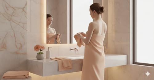 Image of Dribble Coral Fleece Microfiber Towel Set | Ultra Soft & Highly Absorbent Hand Towel + Bath Towel | 450 GSM Quick Dry Towels for Bathroom, Home, Gym & Travel (Pack of 2, Peach)